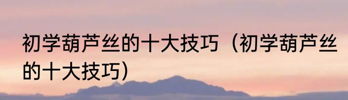 初学葫芦丝的十大技巧（初学葫芦丝的十大技巧）