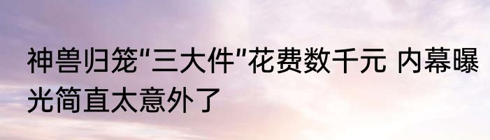 神兽归笼“三大件”花费数千元 内幕曝光简直太意外了