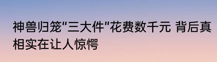 神兽归笼“三大件”花费数千元 背后真相实在让人惊愕