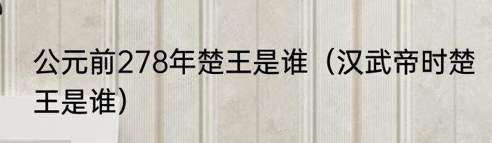 公元前278年楚王是谁（汉武帝时楚王是谁）
