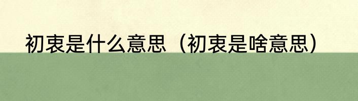 初衷是什么意思（初衷是啥意思）