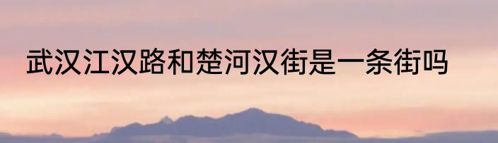 武汉江汉路和楚河汉街是一条街吗