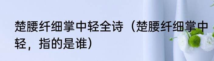 楚腰纤细掌中轻全诗（楚腰纤细掌中轻，指的是谁）