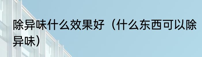 除异味什么效果好（什么东西可以除异味）