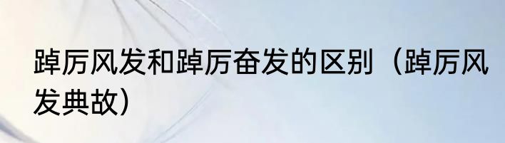 踔厉风发和踔厉奋发的区别（踔厉风发典故）