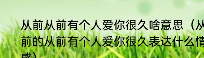 从前从前有个人爱你很久啥意思（从前的从前有个人爱你很久表达什么情感）