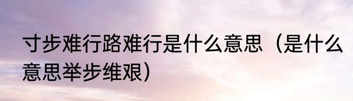 寸步难行路难行是什么意思（是什么意思举步维艰）