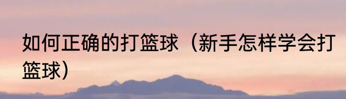 如何正确的打篮球（新手怎样学会打篮球）