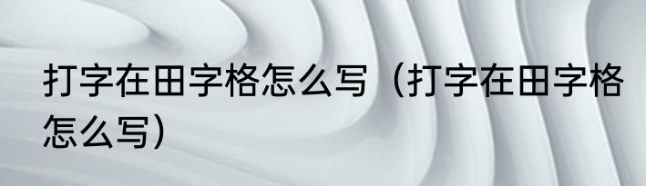 打字在田字格怎么写（打字在田字格怎么写）