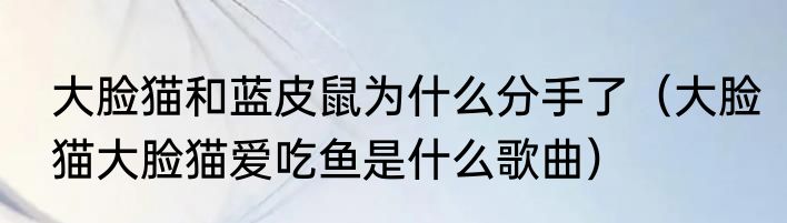 大脸猫和蓝皮鼠为什么分手了（大脸猫大脸猫爱吃鱼是什么歌曲）