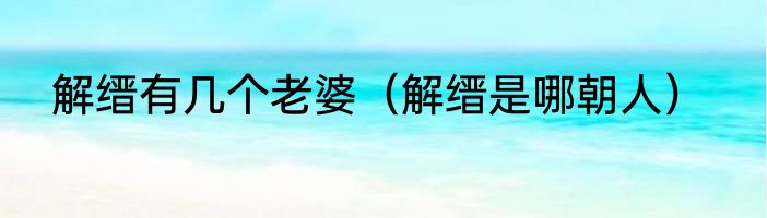 解缙有几个老婆（解缙是哪朝人）