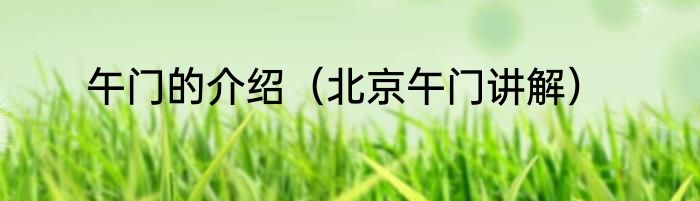 午门的介绍（北京午门讲解）