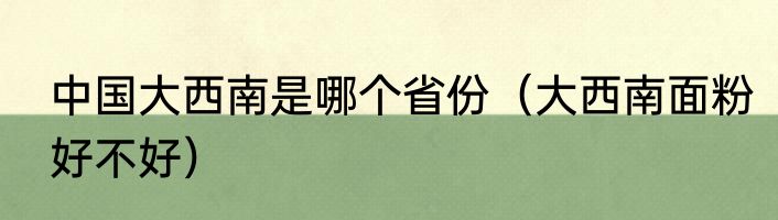 中国大西南是哪个省份（大西南面粉好不好）
