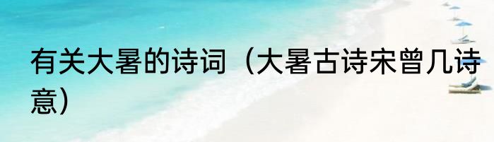 有关大暑的诗词（大暑古诗宋曾几诗意）
