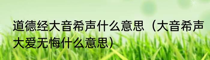 道德经大音希声什么意思（大音希声大爱无悔什么意思）