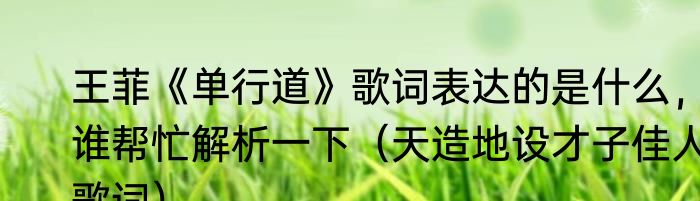 王菲《单行道》歌词表达的是什么，谁帮忙解析一下（天造地设才子佳人歌词）