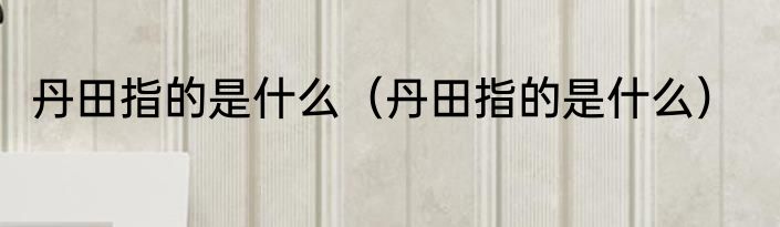 丹田指的是什么（丹田指的是什么）