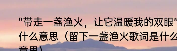 “带走一盏渔火，让它温暖我的双眼”什么意思（留下一盏渔火歌词是什么意思）