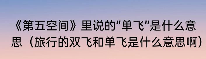 《第五空间》里说的“单飞”是什么意思（旅行的双飞和单飞是什么意思啊）