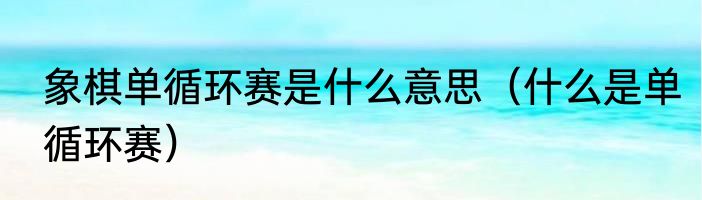 象棋单循环赛是什么意思（什么是单循环赛）