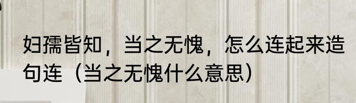 妇孺皆知，当之无愧，怎么连起来造句连（当之无愧什么意思）