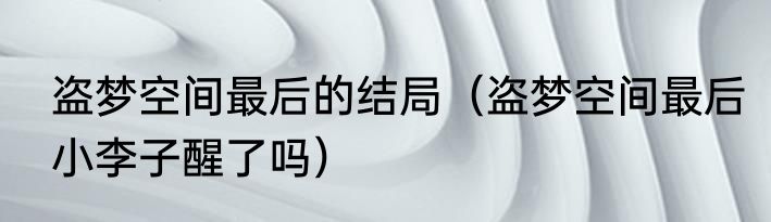 盗梦空间最后的结局（盗梦空间最后小李子醒了吗）