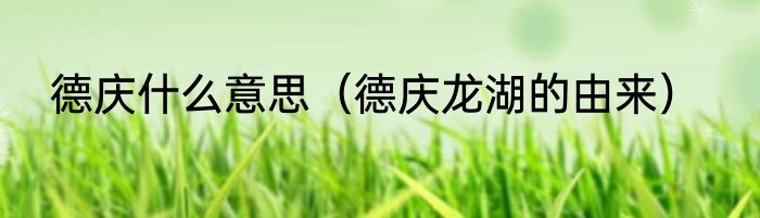 德庆什么意思（德庆龙湖的由来）