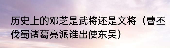 历史上的邓芝是武将还是文将（曹丕伐蜀诸葛亮派谁出使东吴）