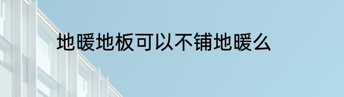 地暖地板可以不铺地暖么