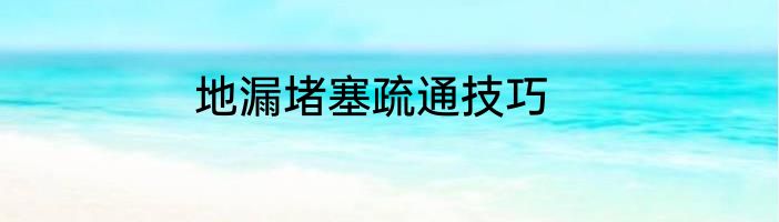 地漏堵塞疏通技巧