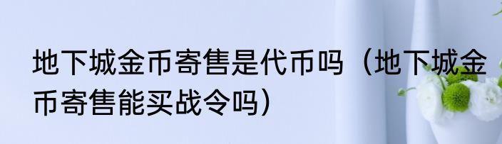 地下城金币寄售是代币吗（地下城金币寄售能买战令吗）