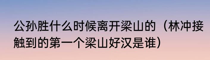 公孙胜什么时候离开梁山的（林冲接触到的第一个梁山好汉是谁）
