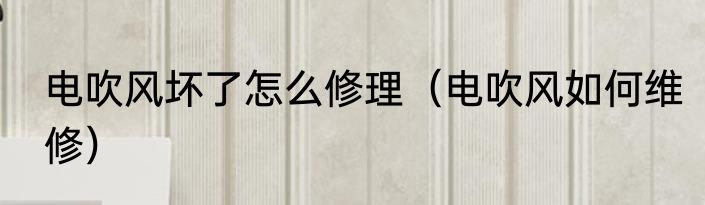 电吹风坏了怎么修理（电吹风如何维修）