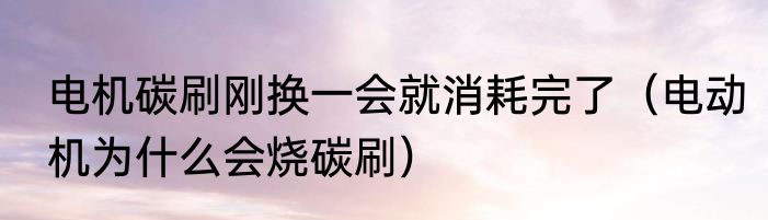 电机碳刷刚换一会就消耗完了（电动机为什么会烧碳刷）