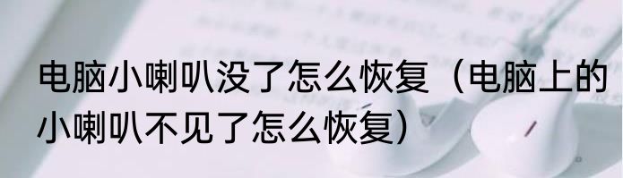 电脑小喇叭没了怎么恢复（电脑上的小喇叭不见了怎么恢复）