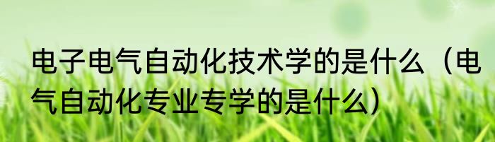 电子电气自动化技术学的是什么（电气自动化专业专学的是什么）