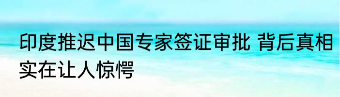 印度推迟中国专家签证审批 背后真相实在让人惊愕