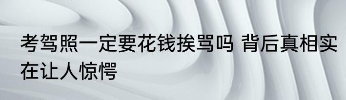考驾照一定要花钱挨骂吗 背后真相实在让人惊愕