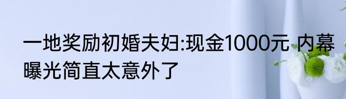 一地奖励初婚夫妇:现金1000元 内幕曝光简直太意外了