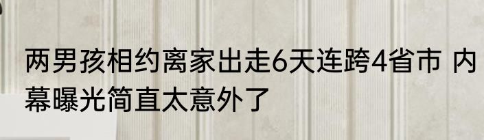 两男孩相约离家出走6天连跨4省市 内幕曝光简直太意外了