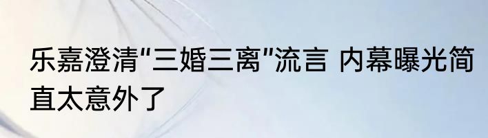 乐嘉澄清“三婚三离”流言 内幕曝光简直太意外了