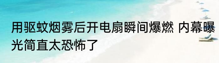 用驱蚊烟雾后开电扇瞬间爆燃 内幕曝光简直太恐怖了
