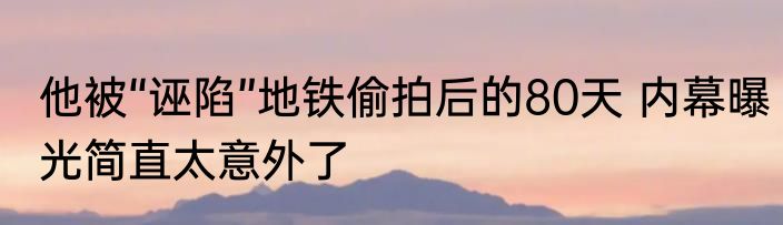 他被“诬陷”地铁偷拍后的80天 内幕曝光简直太意外了