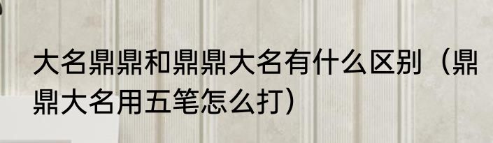 大名鼎鼎和鼎鼎大名有什么区别（鼎鼎大名用五笔怎么打）