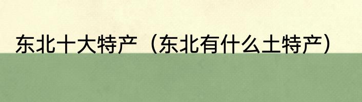 东北十大特产（东北有什么土特产）