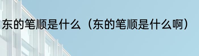 东的笔顺是什么（东的笔顺是什么啊）