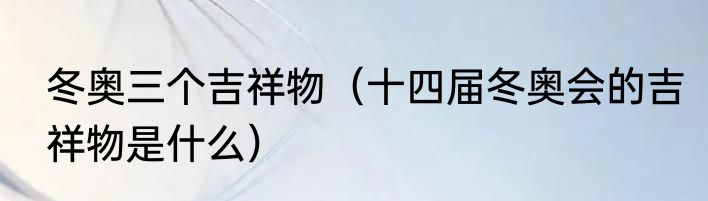 冬奥三个吉祥物（十四届冬奥会的吉祥物是什么）