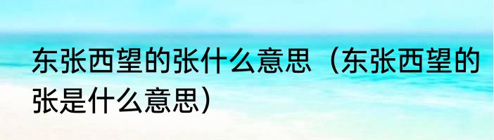 东张西望的张什么意思（东张西望的张是什么意思）