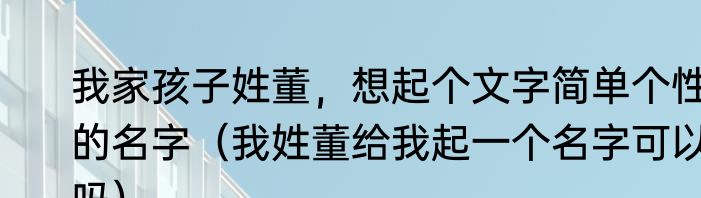 我家孩子姓董，想起个文字简单个性的名字（我姓董给我起一个名字可以吗）