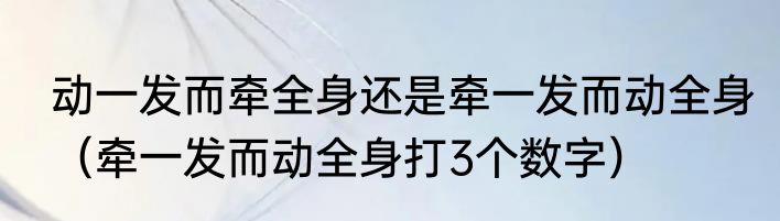 动一发而牵全身还是牵一发而动全身（牵一发而动全身打3个数字）